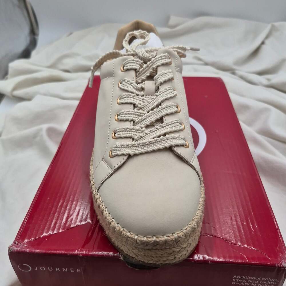NEW Journee Collection Cosima Espadrille Sneaker Bone/Gold Women's size 11
